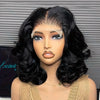 4x6 Lace Framing Short Wavy Bob Wig - Invisible Knots 3D Body Wave Human Hair Wig, 220 Density Shoulder Length Natural Look for Women, Elegant Style Fits All Ethnicities, Versatile Hairpiece, Sophisticated Hairpiece