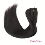 Straight Human Hair Clip In Hair Extensions For Women 100% Unprocessed Full Head Brazilian Virgin Hair Natural Black Color, 8/Pcs With 18Clips, 4.06 oz