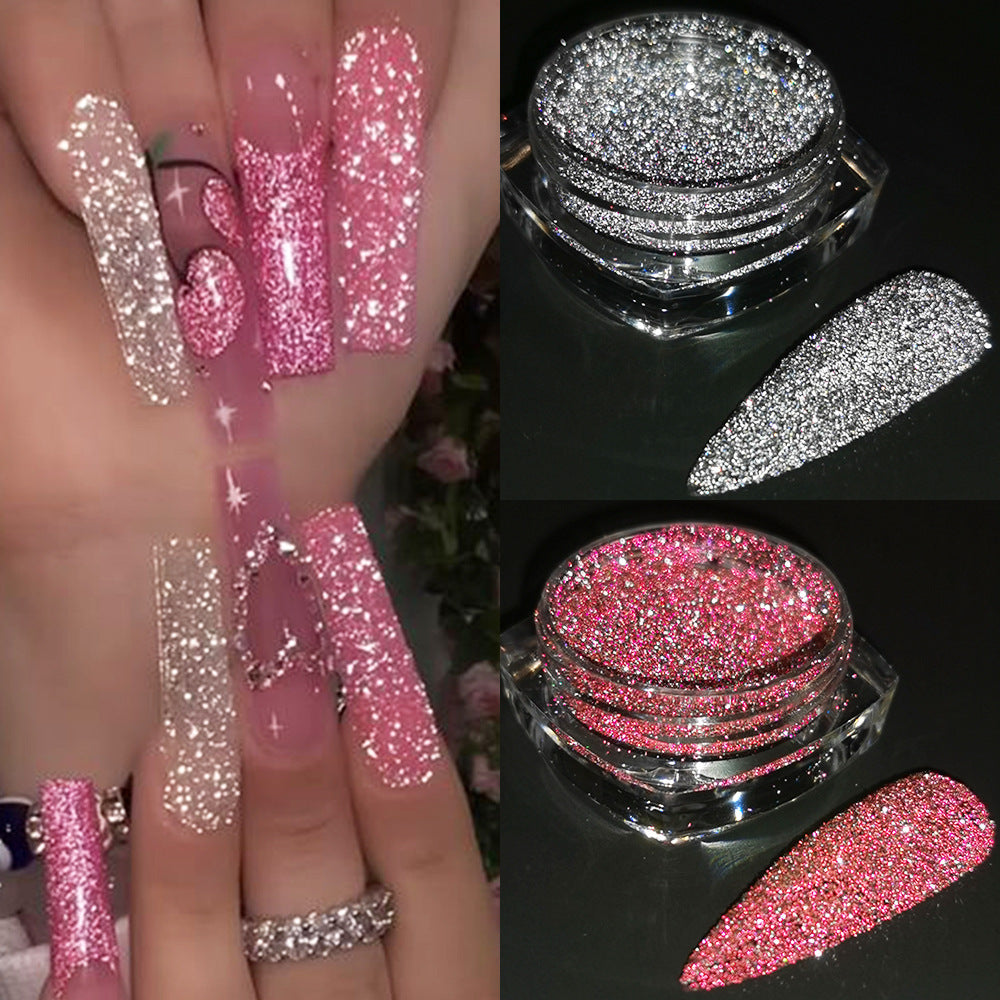 Reflective Glitter Powder Set, 16 Colors Sparkle Diamond Nail Glitter Dust, Silvery Pink Purple Green Loose Glitter for Nails, Shiny Sugar Nail Powder Dipping Pigment, Nail Supplies, Loose Glitter Powder