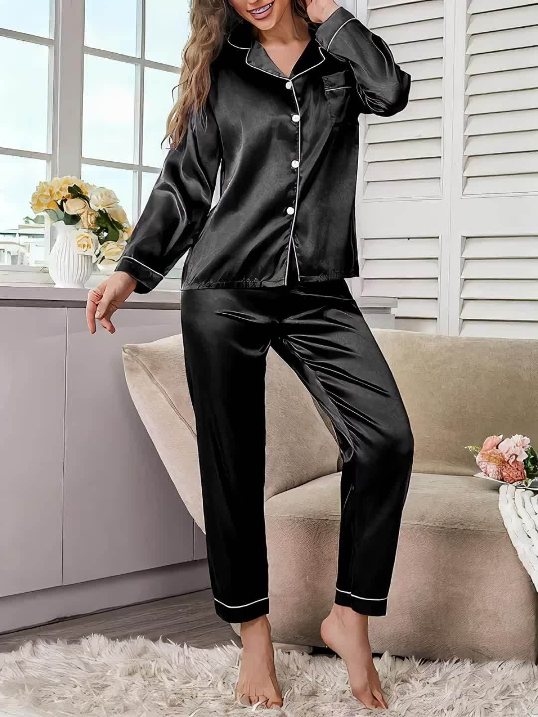 New Autumn Collection of Plus-Size Women'S Pajama Set, Featuring an Elegant Long-Sleeve Top And Elastic Waist Pants, Perfect for Comfortable Loungewear.