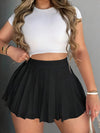 High Waist Pleat Skirt, Sexy Solid Color A-line Mini Skirt For Spring & Summer, Women's Clothing