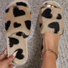 Women's Elegant Heart Print Slippers – Cozy Slip-On Home Shoes with EVA Sole & Fabric Lining