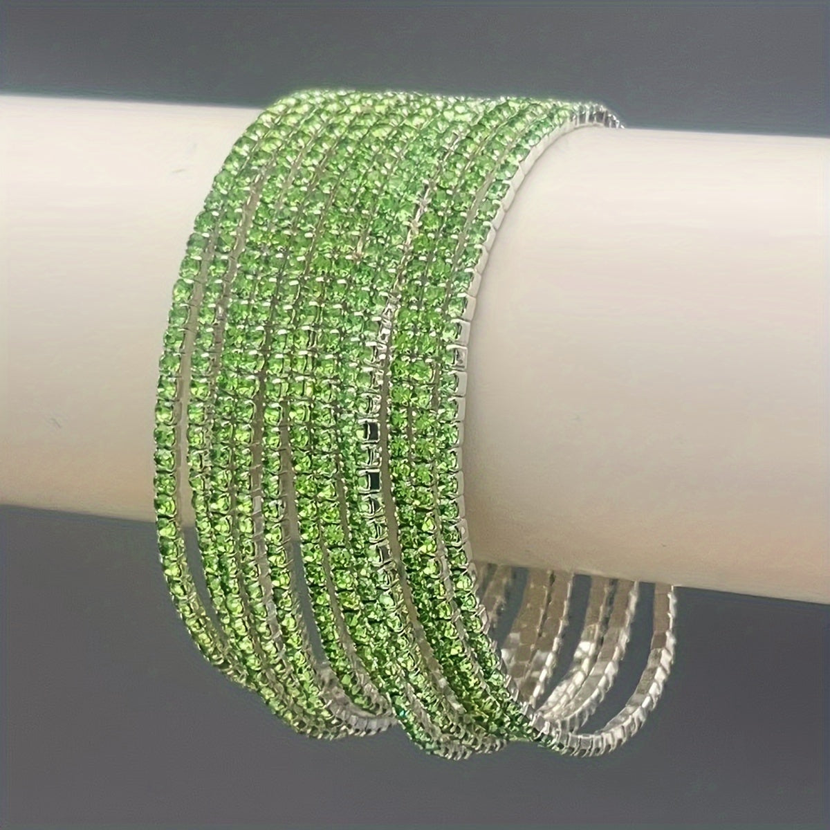 12pcs set of sparkling rhinestone tennis bracelets - elastic, elegant and versatile, suitable for daily dress up or party, ideal gift for lovers, sisters, mothers