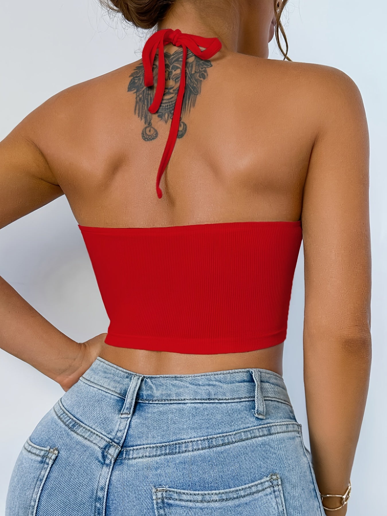 Ladies' Solid Color Backless Lace Sexy Tank Top