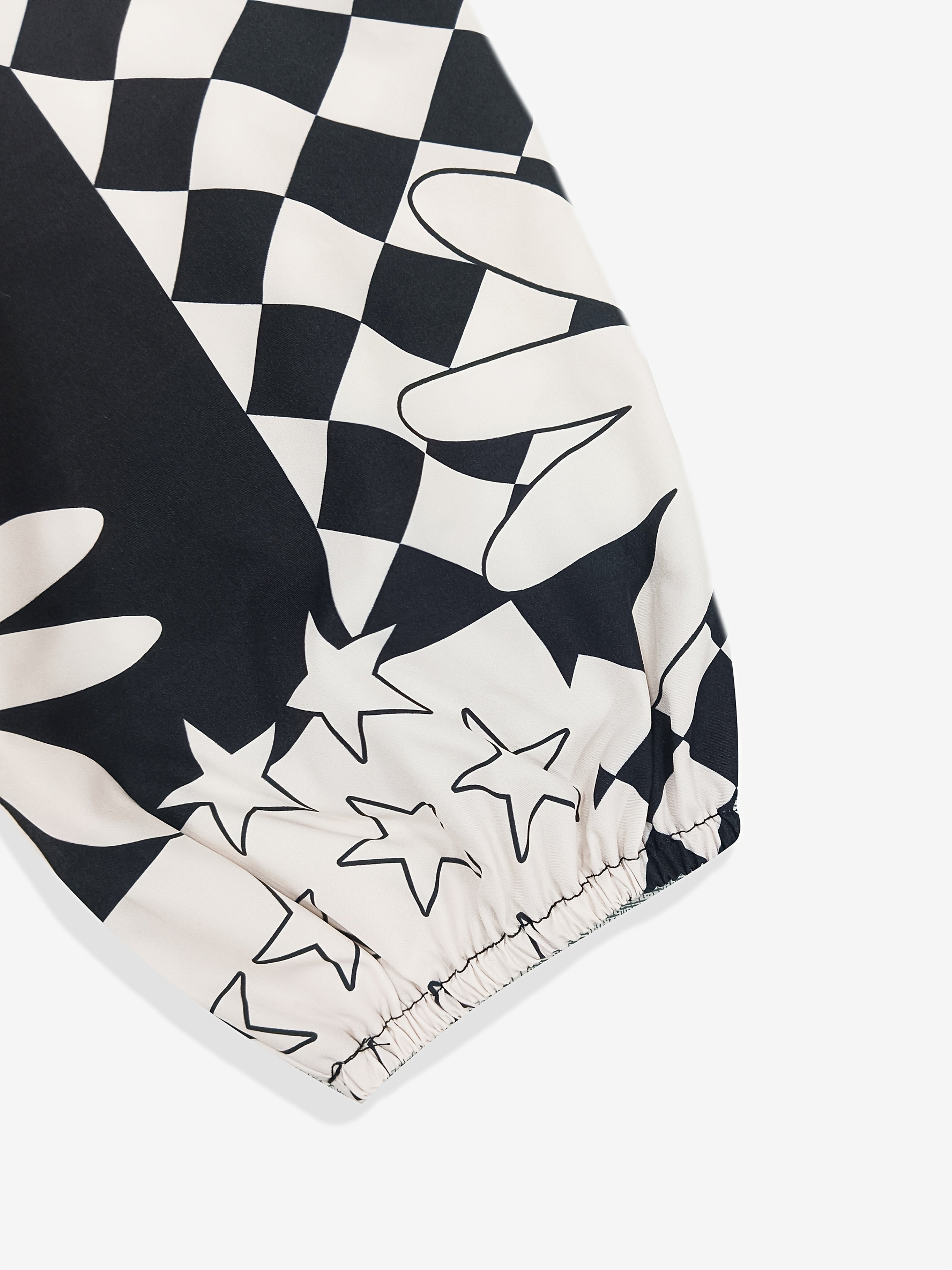Women's Elegant Geometric Print Lantern Sleeve Square Neck Mini Dress - Black & White Polyester A-Line Dress, Machine Washable, All-Season Chic Outfit, Stylish Daywear | Square Neckline Dress | Sleek Finish Dress