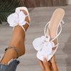 Women's Summer Rose Petal Open-Toe French Heel Sandals - Elegant Floral PU Cover Slip-On Shoes with Adjustable Straps & Comfortable Rubber Sole for Casual & Formal Events, Dressy Shoes