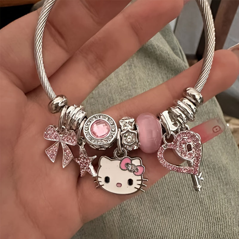 Sanrio Hello Kitty Bracelets, Creative Cartoon Bangles for Girls, Sweet Gifts for Girls