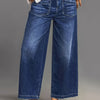 Women's Slimming Wide Leg Jeans Pants - European & American Style Casual Loose Fit with Multiple Pockets, Machine Washable Denim for Spring Summer Fall