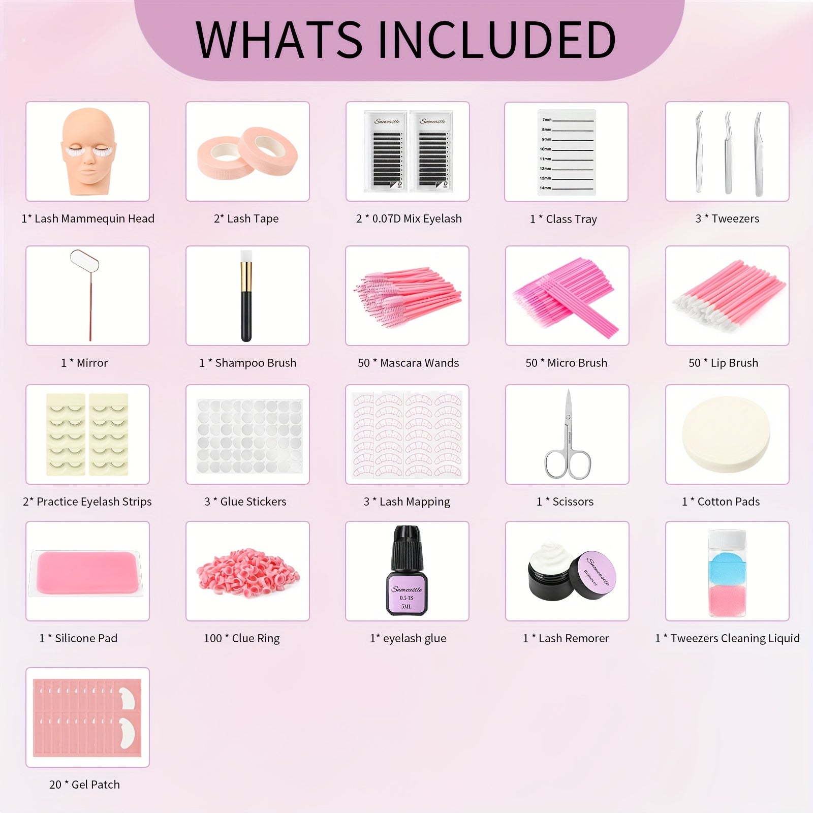 Beauty 246pcs/set Eyelash Extension Training Tool Kit With Silicone Practice Model Head, Eye Pads, Tweezers, Glue Ring, Eyelash Brushes, Individual Lashes Glue, Micro, Brushes, Grafting Eyelash Extension Set