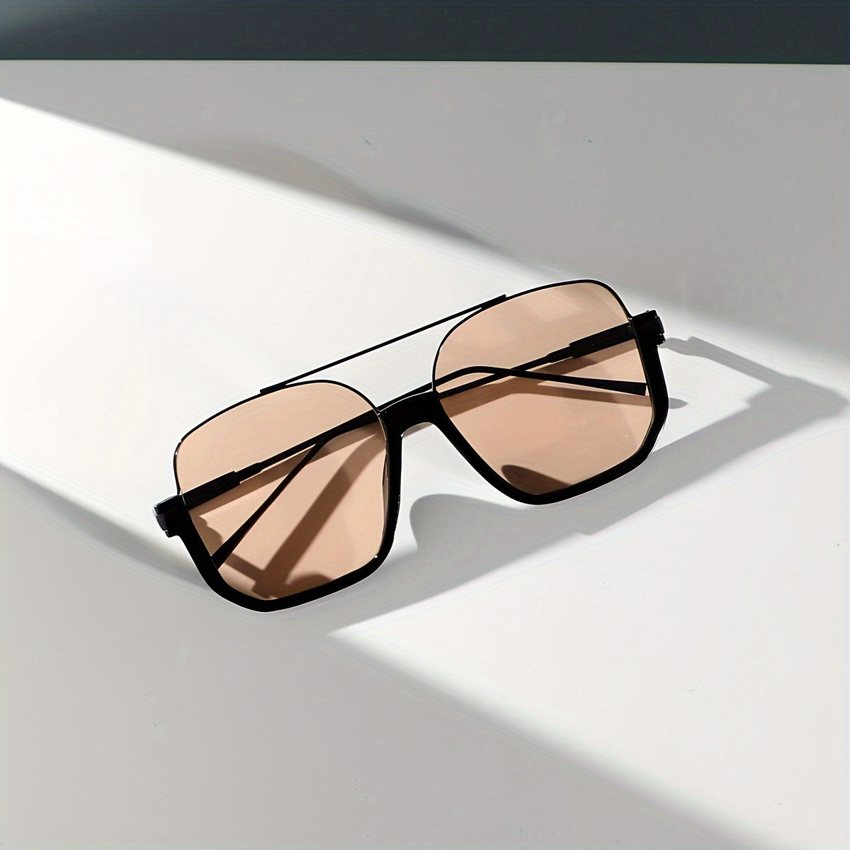 Women'S Fashion Square Glasses, Metal Frame, -Reflective PC Lens, Large Double Bridge, College Parties, and