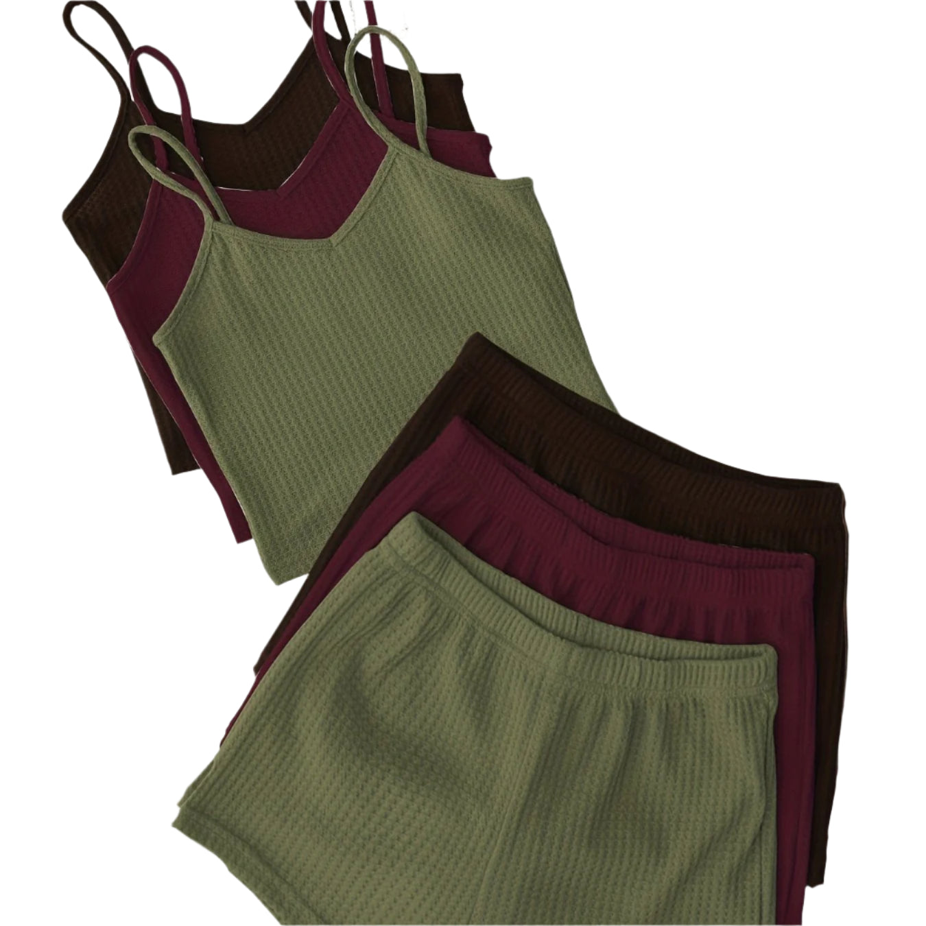 3-Pack Women's Lounge Sets – V-Neck Cami Tops & Elastic Waist Shorts, Backless Solid Color Two-Piece Outfits for Everyday Comfort