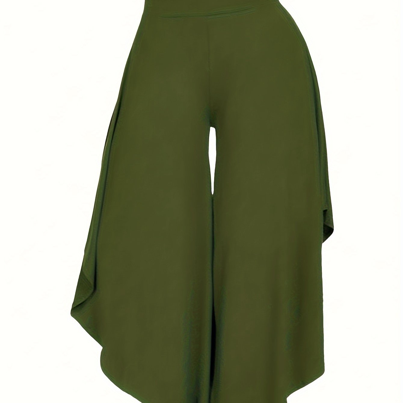 Solid Color Asymmetrical Wide-Leg Pants
