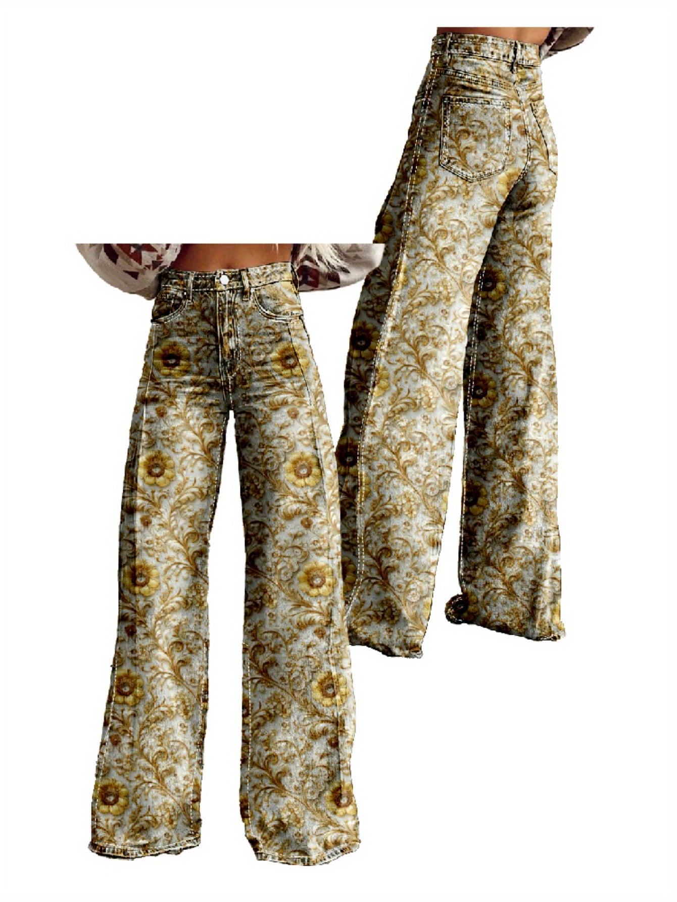 Y2K Women'S Pants Wide Leg Versatile Flared High Waisted Baggy Pants Abstract Geometry Element 3D Printed A Line Hanging Feel Casual Comfortable Loose Floor Length Pants Spring Autumn Polyester Hip Hop