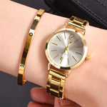 2pcs Set Ladies' Fashion Simple Alloy Quartz Watch With - Stylish Timepiece For Women - Perfect Accessory For Daily Wear
