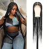 Knotless Braided Wigs Lace Front Box Braids Lace Frontal Wig For Women Synthetic Hair Blended Black Hand Full Double Lace Braid Wig With Bang, Christmas Wig