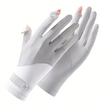Ice Sliky Fiber Fabric Women's Breathable Thin Summer Outdoor Ice Feel Cycling Anti-Slip Fingerless Touchscreen Gloves