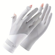 Ice Sliky Fiber Fabric Women's Breathable Thin Summer Outdoor Ice Feel Cycling Anti-Slip Fingerless Touchscreen Gloves