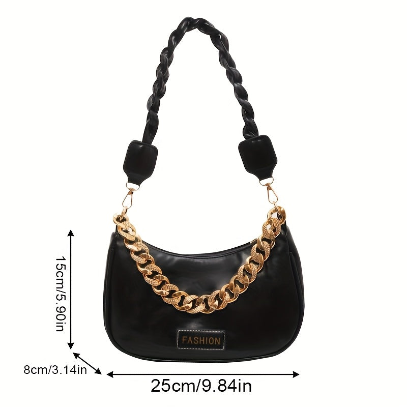 Stylish Women's Shoulder Bag with Adjustable Golden Chain Strap - Elegant Crossbody Handbag in Black, Khaki, or Orange, Perfect for Casual or Formal Occasions, Ladies Handbags