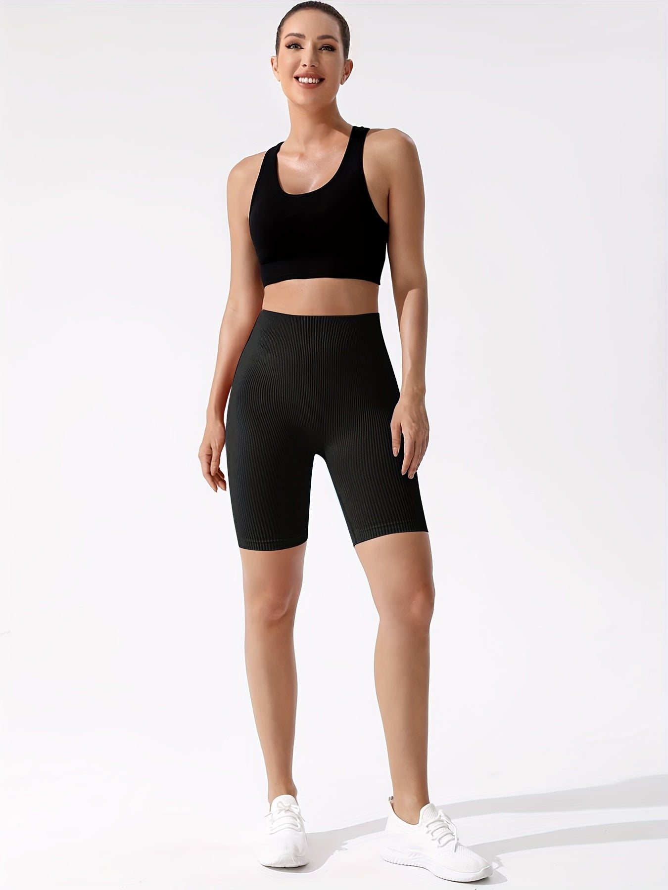 Women'S Seamless High-Waisted Sports Cycling Fashion Leisure Solid Color Soft Rib Thick Warm Sports Sweatpants, Capri Pants & Padded Yoga Leggings, Breeches & Knee-Length Shorts, Women'S Activewear & Underwear