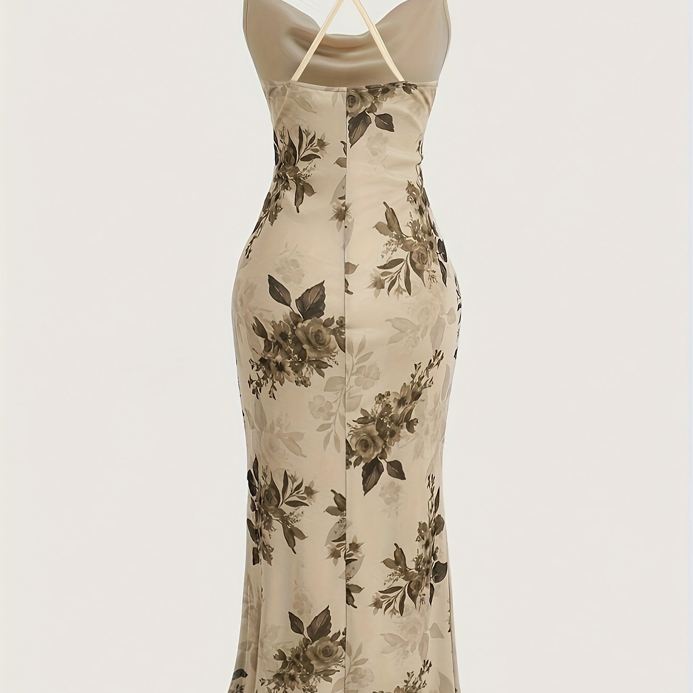 Elegant Sleeveless Crisscross Cami Dress - Floral Print Spaghetti Strap Dress For Spring & Summer - Women's Clothing