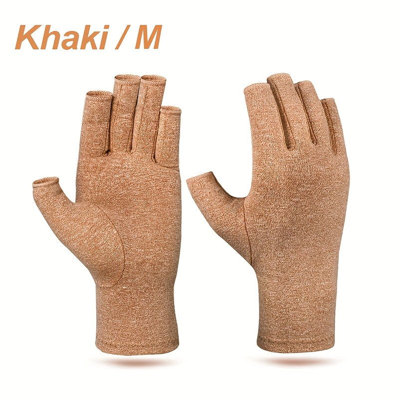 1Pair Fingerless Compression Gloves For Women & Men, Hand Joint Wraps, Sports Hand Support Thumb Gloves For Typing, Daily Work, Hand Care - Open Finger Fit