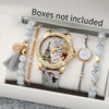 Women's Fashion Casual Digital Tower Dial Quartz Watch + Bracelet Set 5pcs/set Does Not Include Watch Box