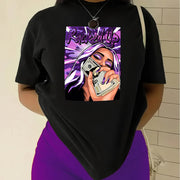 Summer Women'S Front Printed Short Sleeve T Shirt Top Comfortable Breathable Fabric Casual Sport Style USD