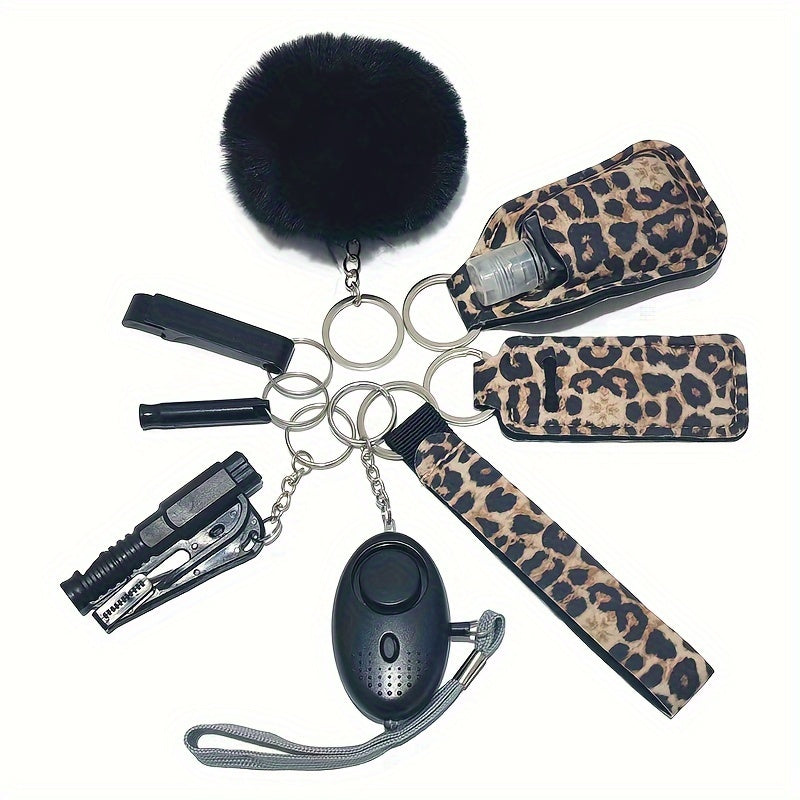 9pcs Ultimate Safety Keychain Set - Keychains with Personal Alarm, Self-Defense Security Accessories, and Stylish Design for Women's Daily Protection and Peace of Mind