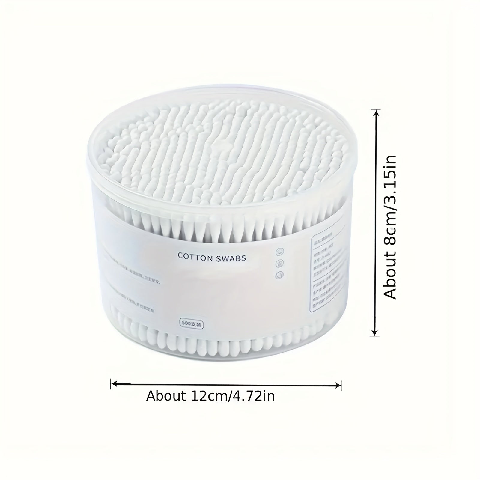500pcs Natural Cotton Swabs with Thick Spiral Tips & Solid Fungus Sticks - Pointed Round Design for Precise Cleaning, Unscented, Individually Packaged in Clear Plastic Containers