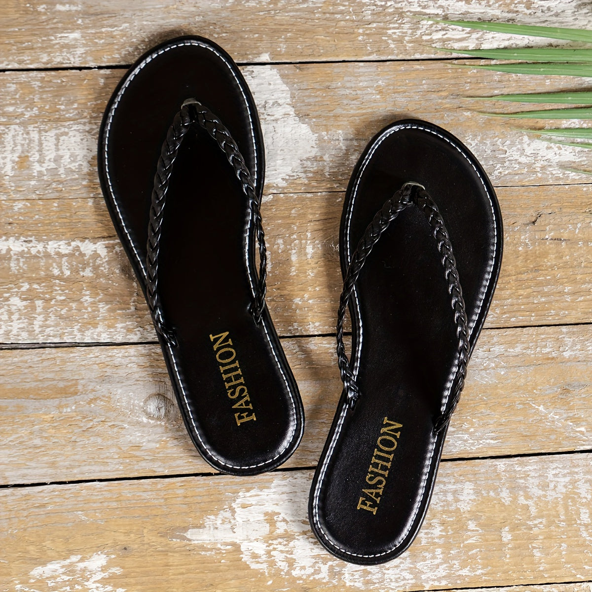 Women's Braided Flat Slide Sandals - Brown Faux Cover, Easy Slip-On, Lightweight & Comfortable for All-Day Wear, Perfect for Casual Outfits, Ladies Sandals