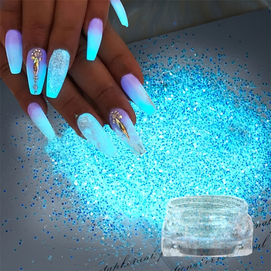 Glow-in-the-Dark Nail Powder - Blue & Green Luminous Pigment Dust, Odorless Phosphor Glitter for Stunning Manicures