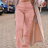 GILIPUR Pink Cargo Pants for Women - Retro Street Style, Multi-Pocket Utility Workwear, Machine Washable, Viscose and Elastane Blend