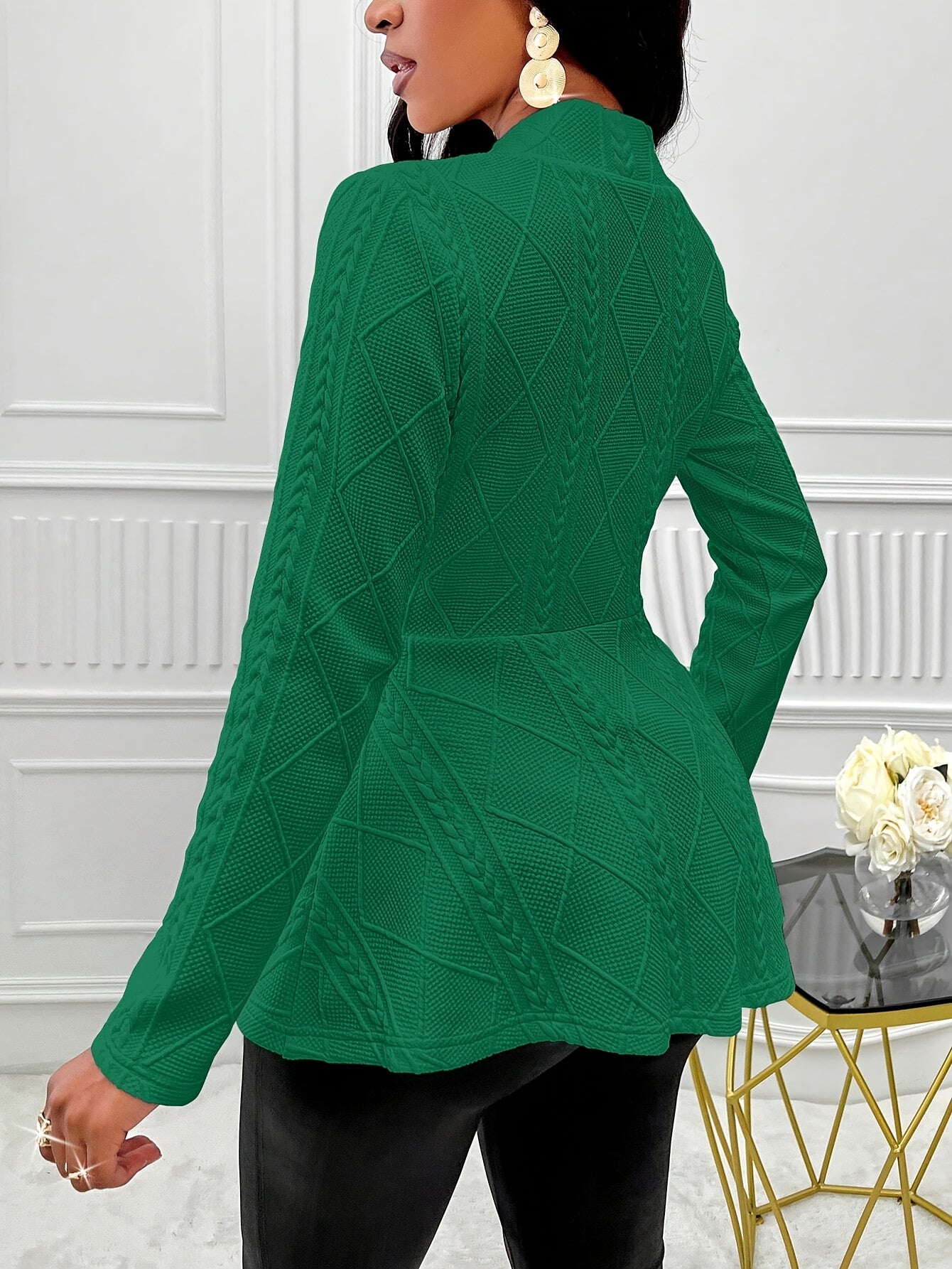 Slim Fit Single Breasted Peplum Blazer - Elegant Long Sleeve,  For Spring & Fall - Women's Clothing - Suitable for Work & Parties - Perfect Gift for Fashionable Women