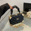 [Popular Choice] Chic Mini Boxy Crossbody Bag with Quilted Diamond Pattern and Bow Detail, Faux Leather, Available in Orange/Fuchsia/White/Green/Black, Pleated, Chain Strap, Shoulder Bag