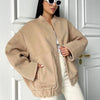 Loose Casual European And American Style Stand Collar Large Pocket Solid Color Women's Coat