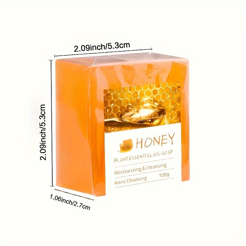 4pcs*100g Honey Essential Oil Handmade Soap Deep Cleaning and Moisturizing, Rich Foam, Suitable for Men and Women, Free Foam Net