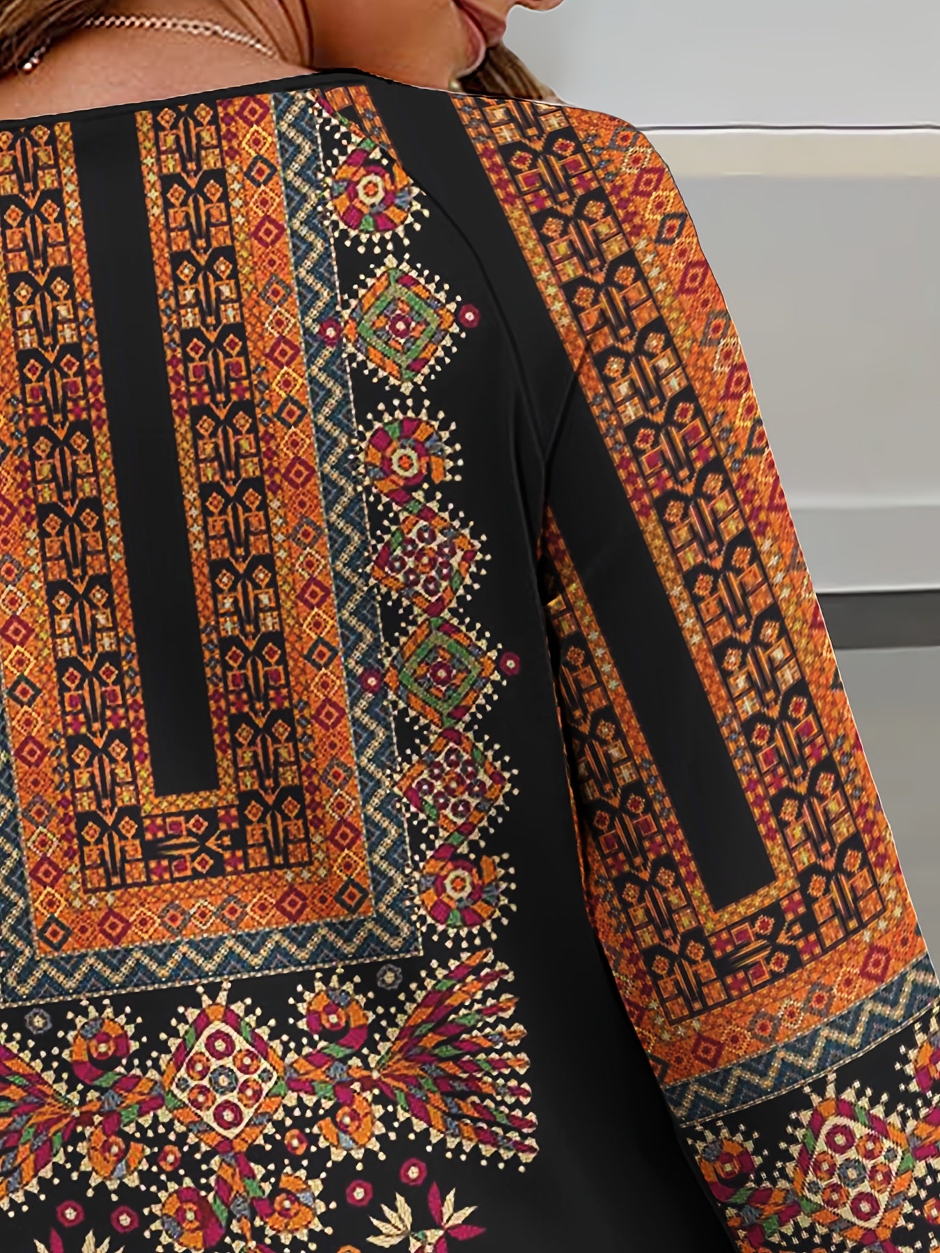 2pcs Set Women's V-neck Micro-elastic Digital Positioning Print Long Sleeve Long Pants Suit