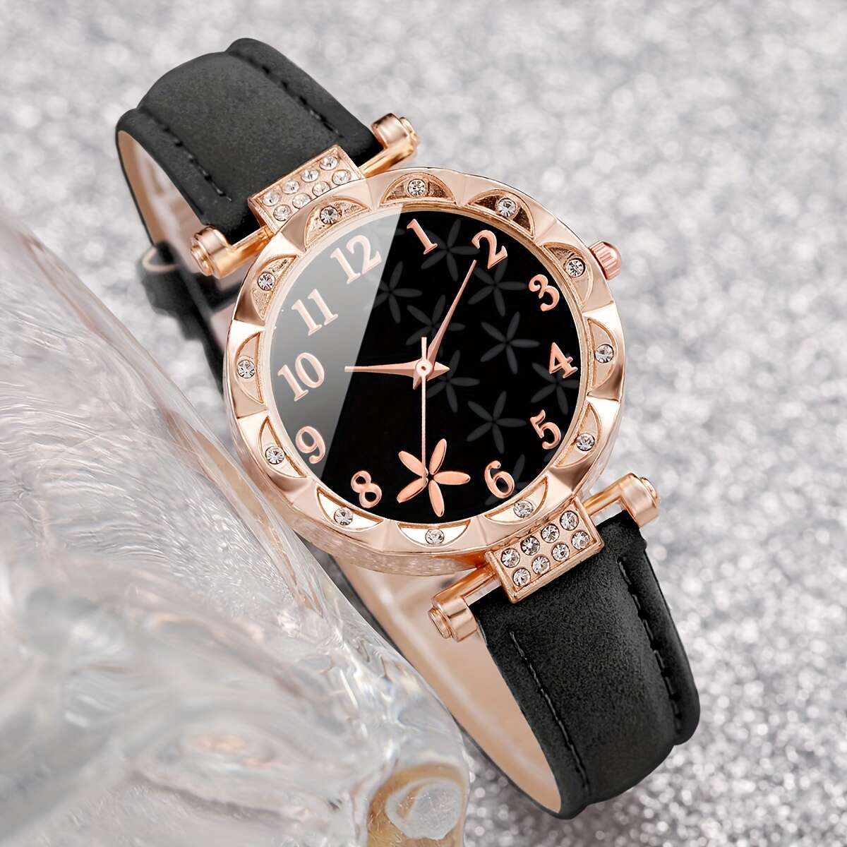 Women's Elegant and Fashionable Creative Starfish Digital Scale Dial Quartz Watch + 2pcs/set Does not include watch box