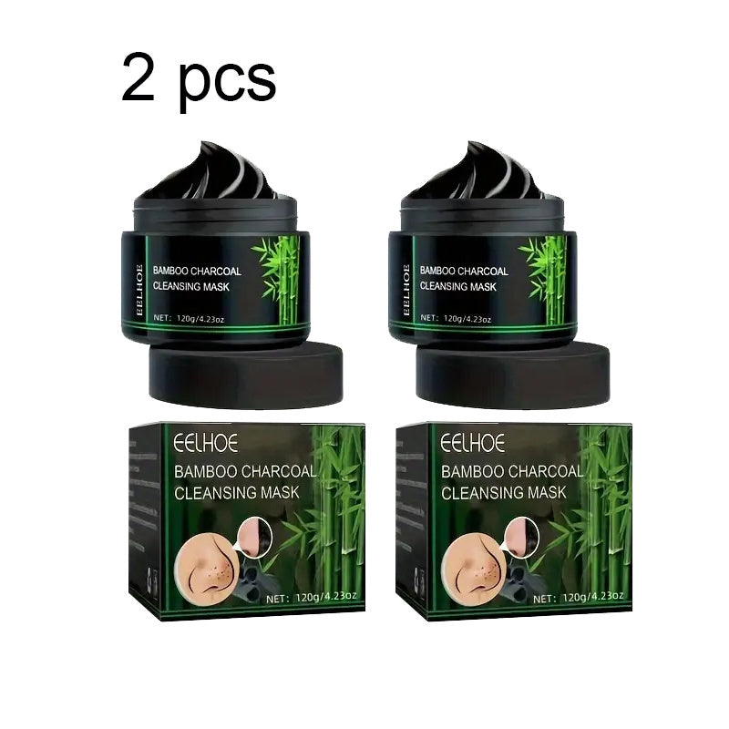 2pcs, 120g/ 4.23oz, Unisex Adult Bamboo Charcoal Facial Cleansing Mask, Contains Bamboo Charcoal, Aloe Vera, Alcohol-Free, Moisturizing - Suitable for All Skin Types