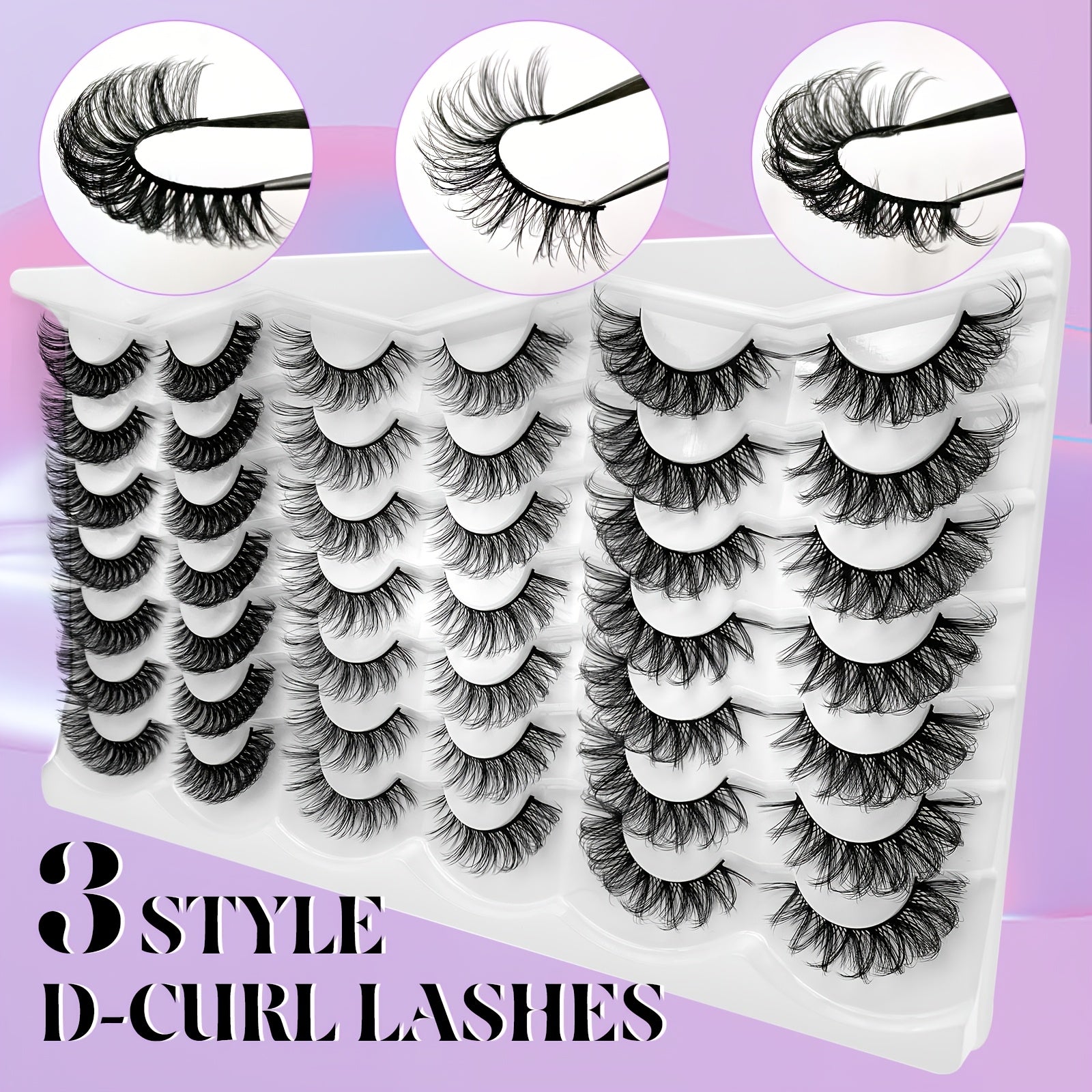 24 Pairs Of Eyelashes 3 Different Types Natural False Eyelashes Faux Mink Eyelashes Fluffy False Eyelashes Volume False Eyelashes Cat Eye Look Dramatic Eyelashes Strip Eyelash Kitty Valentine'S Day Girls Must Have Makeup