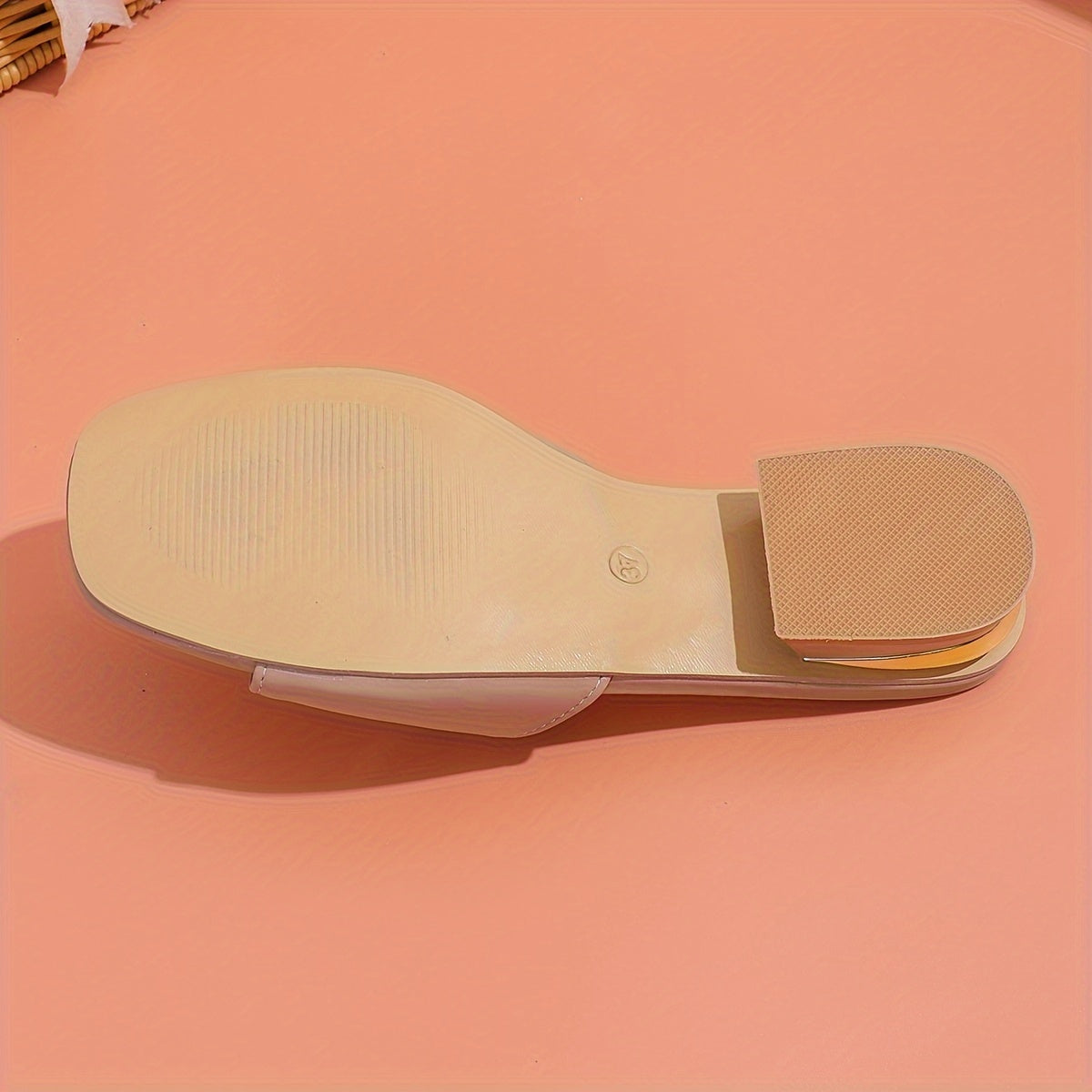 Women's Metallic Buckle Sandals, Slip On Elegant Square Toe Shoes, Chunky Heel Daily Footwear