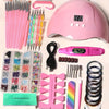 Professional 15-in-1 Stainless Steel Nail Art Tool Set - USB Powered, Hypoallergenic, DIY Kit with UV Nail Lamp, Dead Skin Remover, Finger Divider - No Gel or Powder Included, Weight >300g