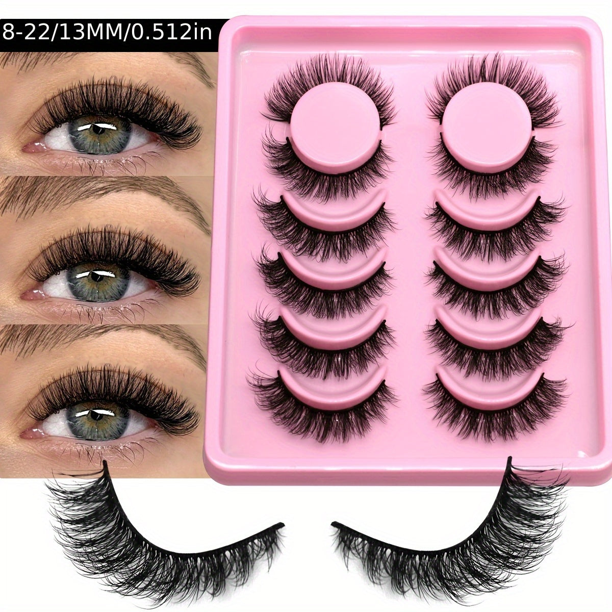 GROINNEYA 6/10 Pairs Manga Lashes Faux Mink Eyelashes Cat Eye Eyelashes Natural Full False Eyelashes Volumized Eyelash Extension Travel Essentials Makeup Tool