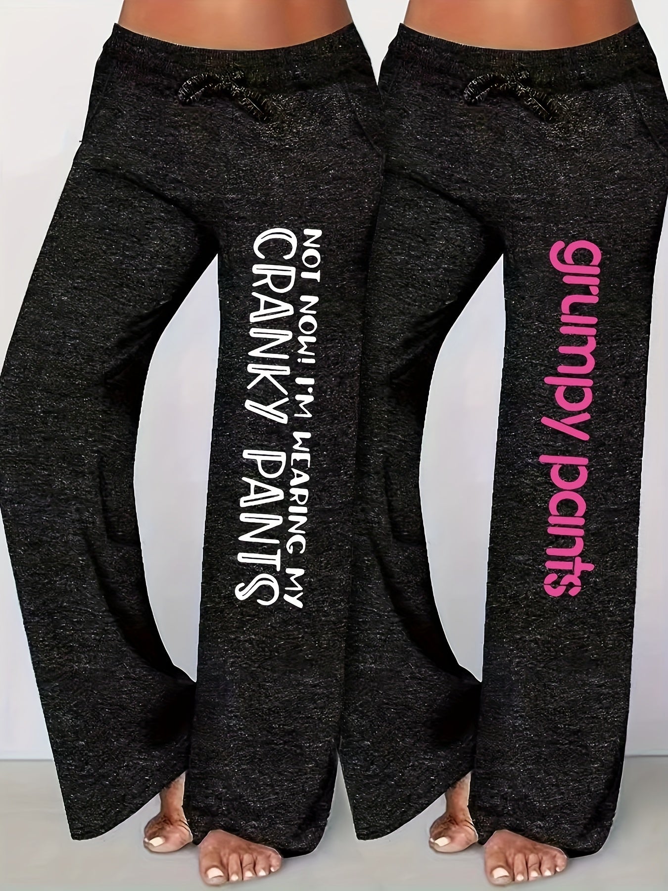 Women'S Casual Drawstring Pants with "Not Cranky, I'm Wearing My Grumpy Pants" Print - All-Season, Straight Leg, Comfortable, Relaxed Fit, Allseason Pants | Playful Print Pants | Comfortable Fit