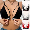 3pcs Elegant Front Closure Women's Push-Up Bras - High Support, Comfort Fit, Polyester & Elastane Blend, Machine Washable, Available in Black, White, Red with Love Detail