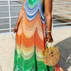 Allover Print Halter Neck Dress, Casual Backless Sleeveless Maxi Dress For Summer, Women's Clothing