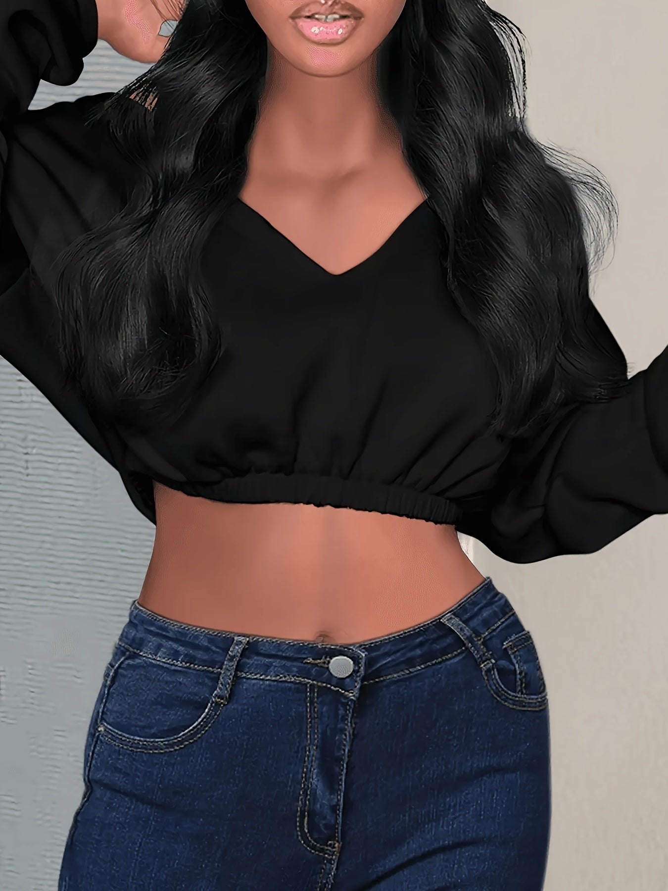 Vibrant Solid Crop T-Shirt - Soft Y2K Long Sleeve Design, Perfect for Spring & Fall Seasons, Women's Fashion Clothing for Casual Daily Wear