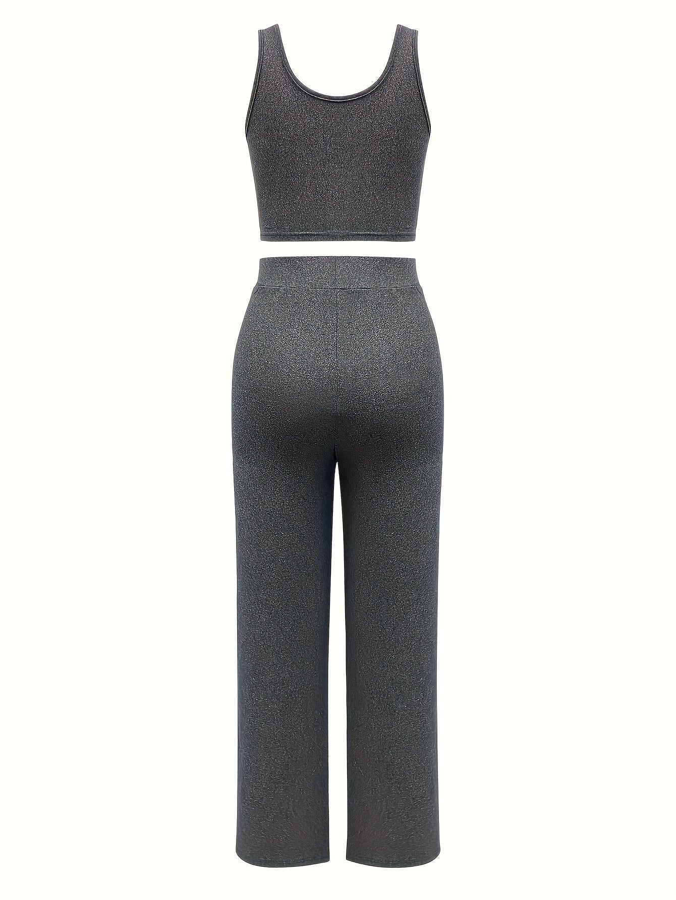 2pcs Halter Neck Crop Top & Drawstring Sweatpants Set, Women's Fashion Two Pieces Sports Set