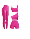 4-Piece Women's Rib-Knit Sports Yoga Set – Seamless High-Stretch Activewear for All Seasons