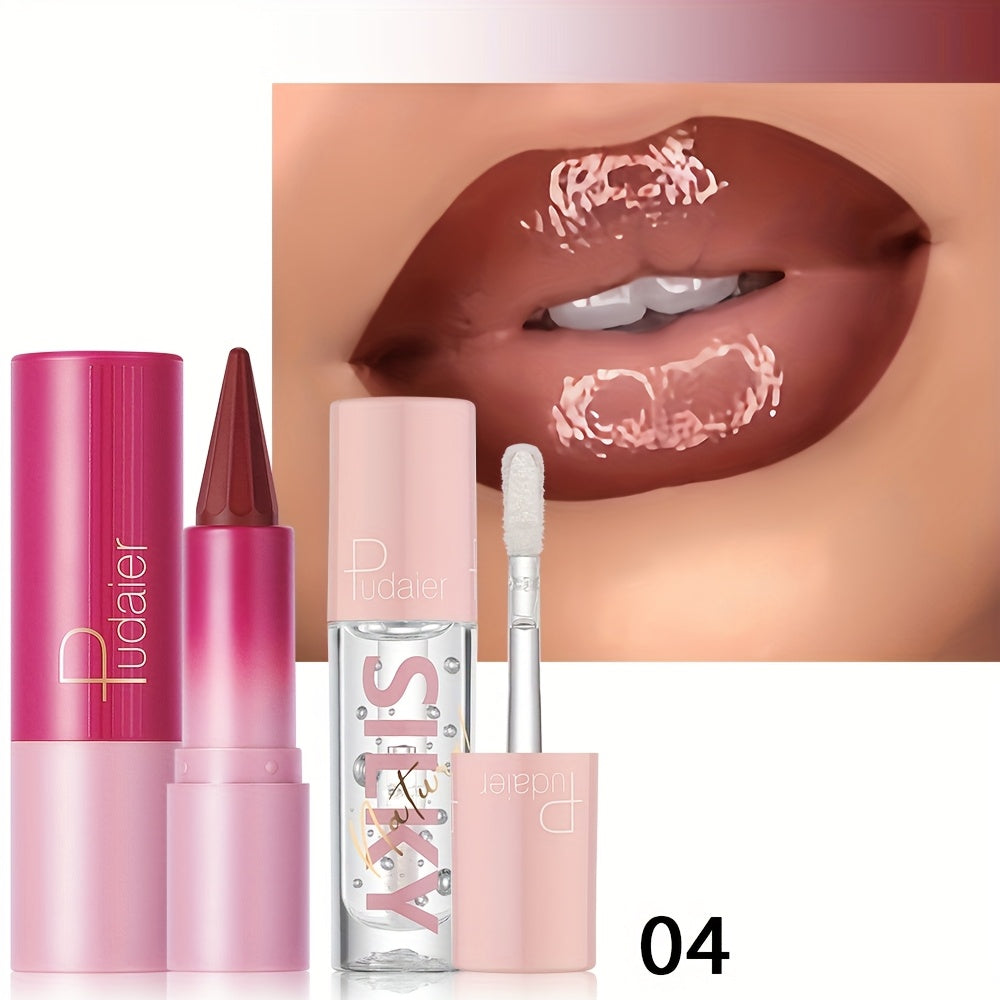 Silky Smooth Lipstick & Nourishing Lip Oil Set – Long-Lasting Glossy Finish, Precision Lip Pencil with Hydrating Lip Oil for All-Day Wear & Effortless Glam